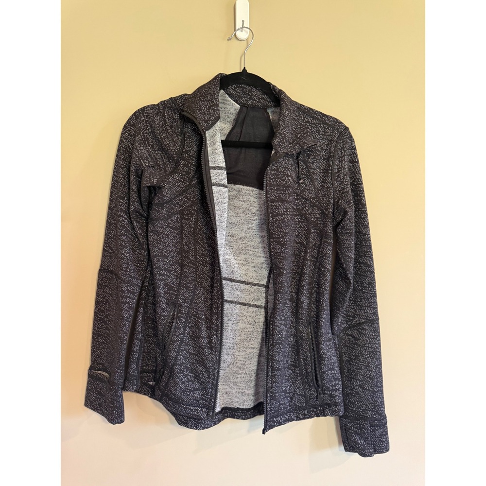 Lululemon Define‎ Jacket Size 8 Black White Space Dye Static Full Zip Athletic